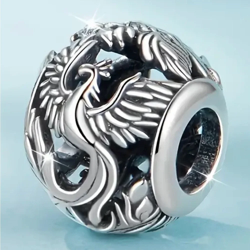 Silver Phoenix Charm Bead - Picture 1 of 4